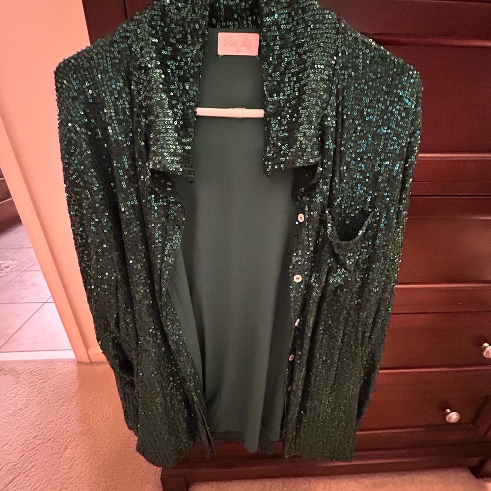 Green Sequin top